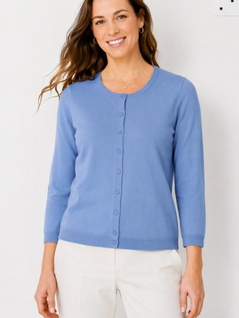 Talbots 3/4 Sleeve Charming Cardigan Periwinkle Blue Size XL